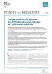 Etudes et R&eacute;sultats, n*1269 - Mai 2023 - Une personne sur dix &eacute;prouve des difficult&eacute;s de compr&eacute;hension de l'information m&eacute;dicale
