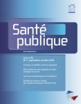 SANTE PUBLIQUE, vol.26, n°5 - Septembre-octobre 2014 - ARS et réduction des inégalités de santé : stratégies et actions