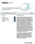 Avis sur la Stratégie nationale de prévention
